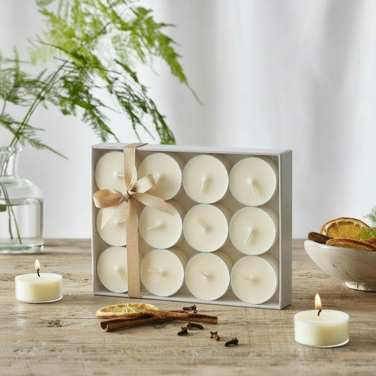 Winter Tealights: Spicy Cinnamon Scent Votives (Set of 12)