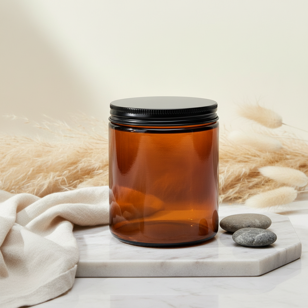 Amber Brown Glass Candle Vessel | Classic Apothecary Jar