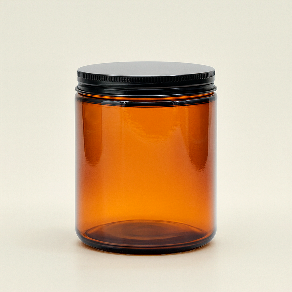 Amber Brown Glass Candle Vessel | Classic Apothecary Jar