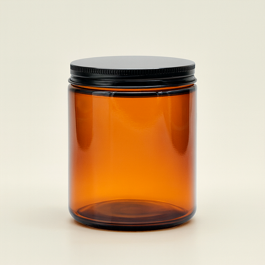 Amber Brown Glass Candle Vessel | Classic Apothecary Jar