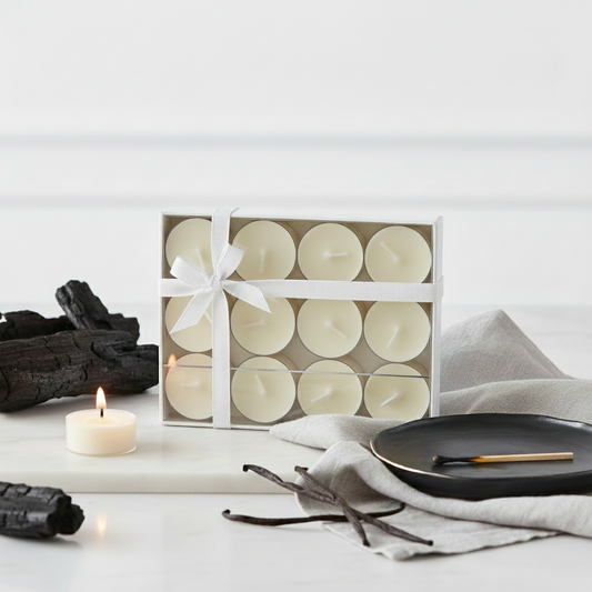 Fireside Tealights: Smoky Wood Scent Votives (Set of 12)