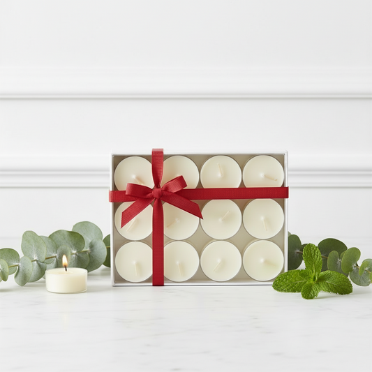 Spa Restore Tealights: Rejuvenating Eucalyptus Scent Votives (Set of 12)