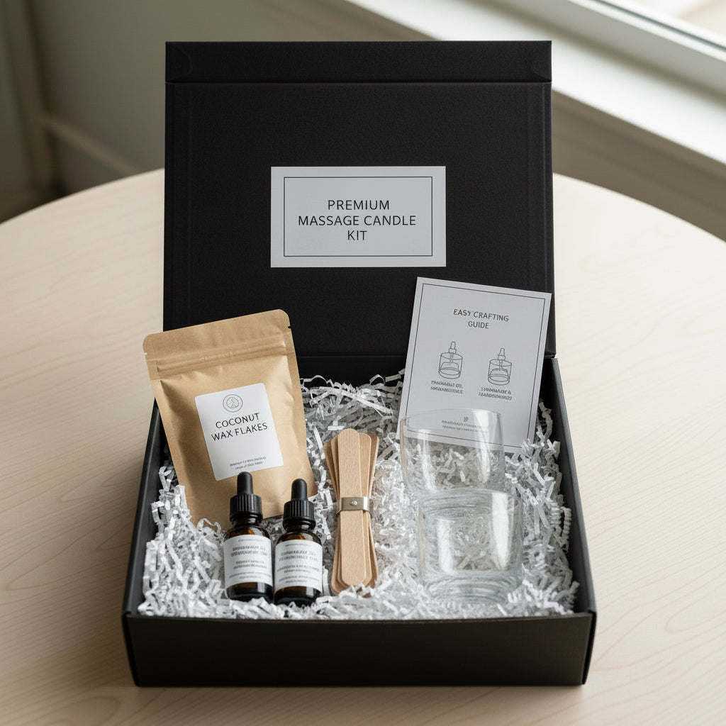 DIY Luxury Massage Candle Kit | Coconut Wax, Wood Wicks & Spa Scent