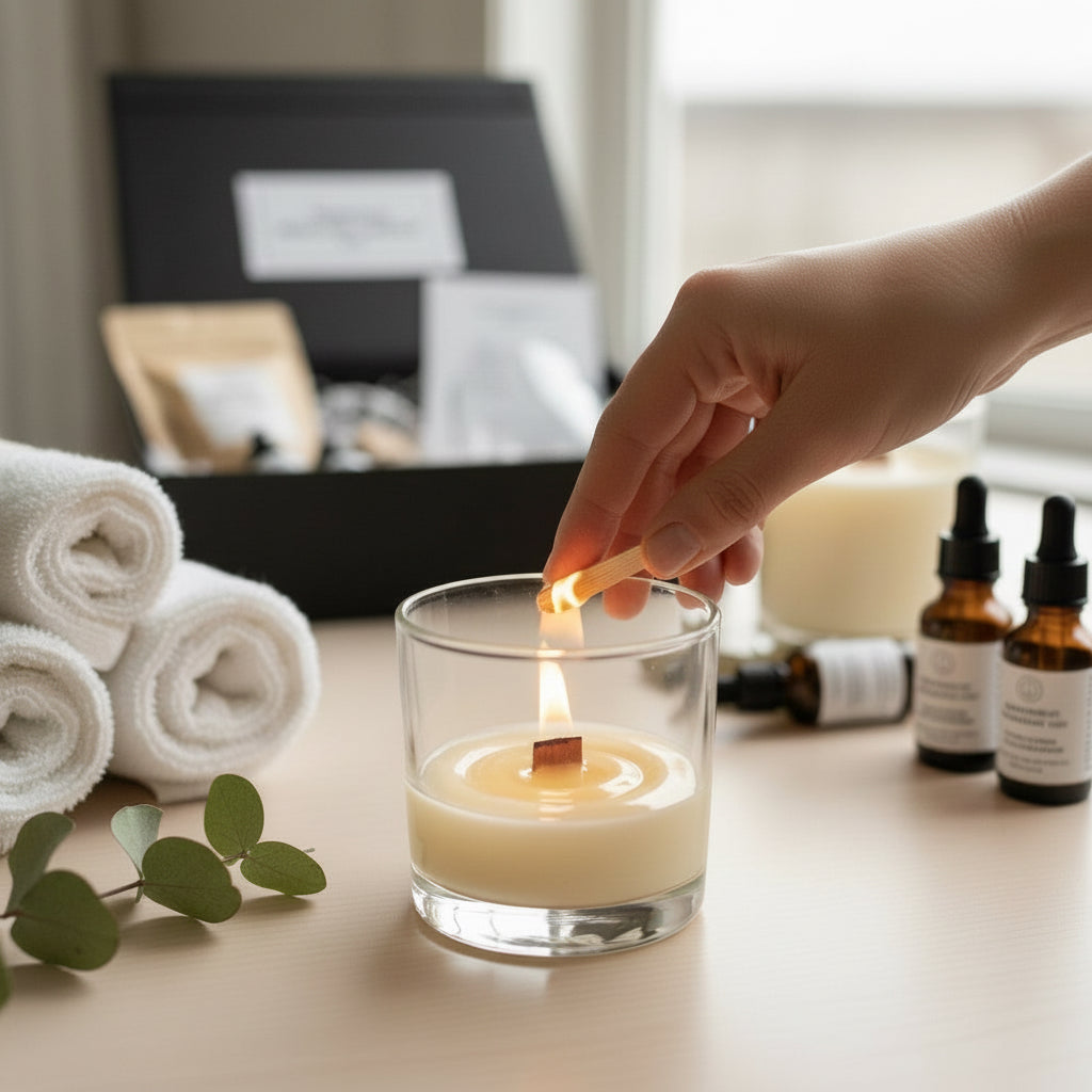 DIY Luxury Massage Candle Kit | Coconut Wax, Wood Wicks & Spa Scent