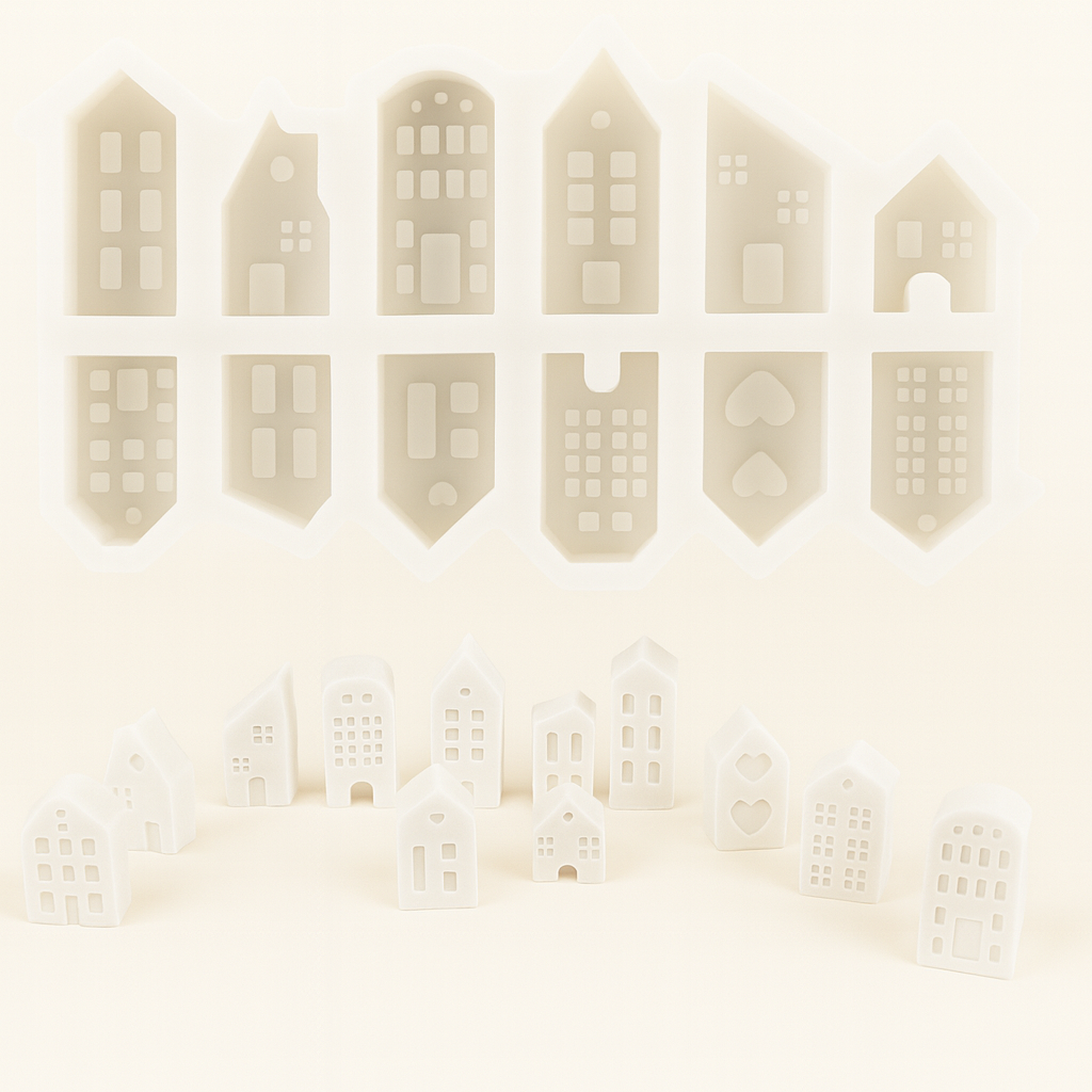 Miniature House Silicone Candle Mould | Detailed Architectural Design