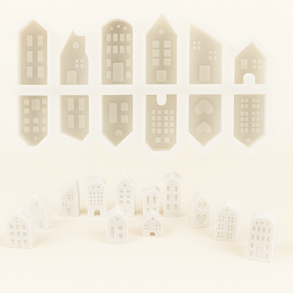 Miniature House Silicone Candle Mould | Detailed Architectural Design