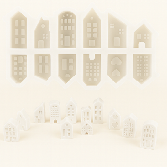 Miniature House Silicone Candle Mould | Detailed Architectural Design