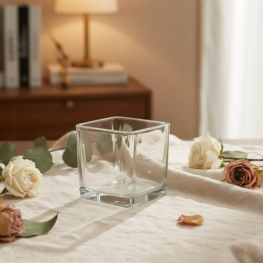 Clear Cube Glass Candle Container | Sleek, Contemporary & Geometric